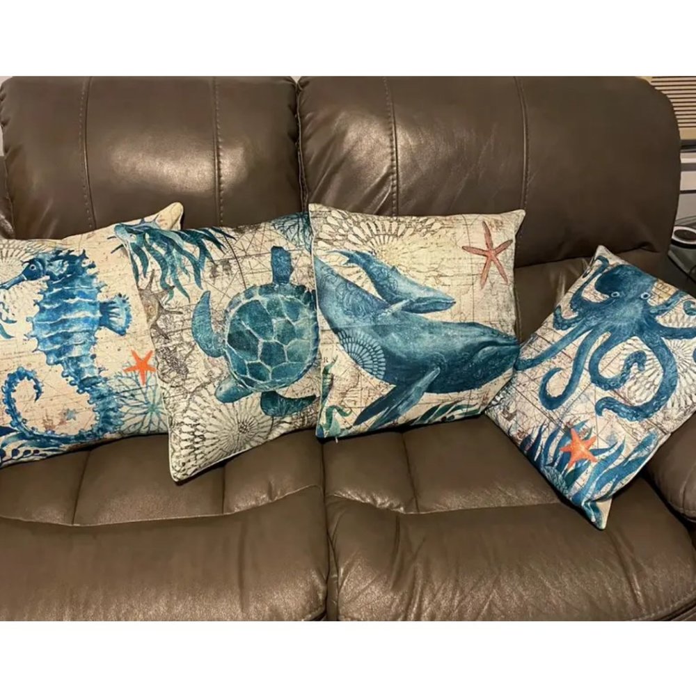 Decorative Throw Pillow Covers Cases Set Beach Decor Nautical Coastal Cottage - Picture 8 of 16